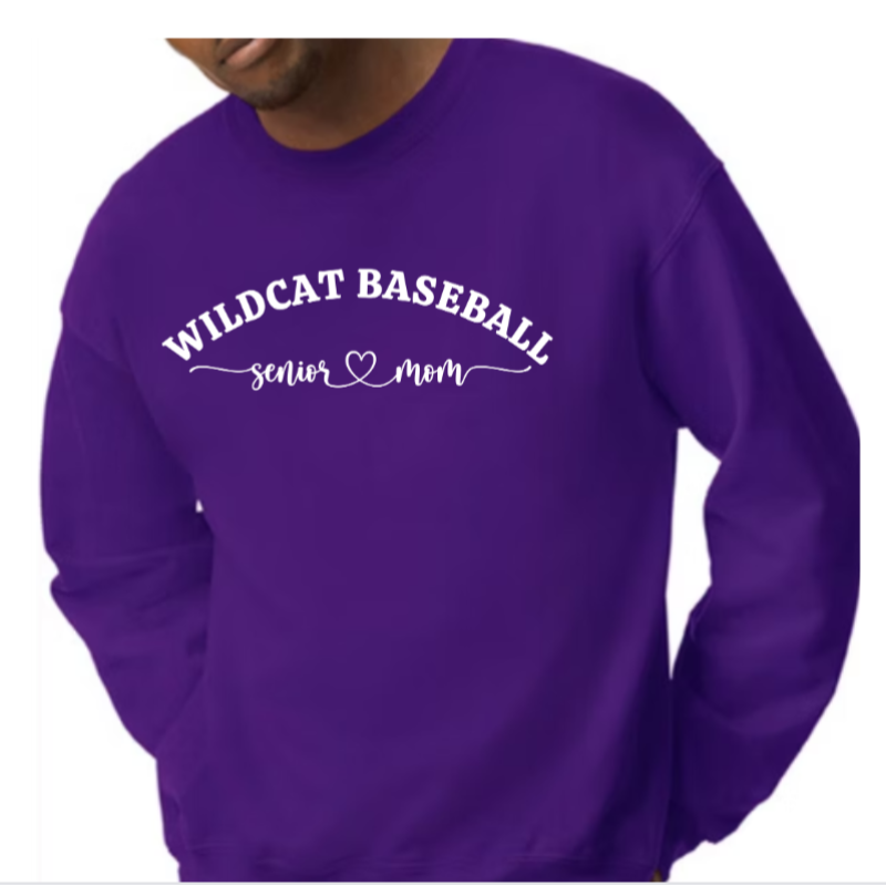 Wildcat Baseball Senior Mom *Purple Crewneck* Main Image